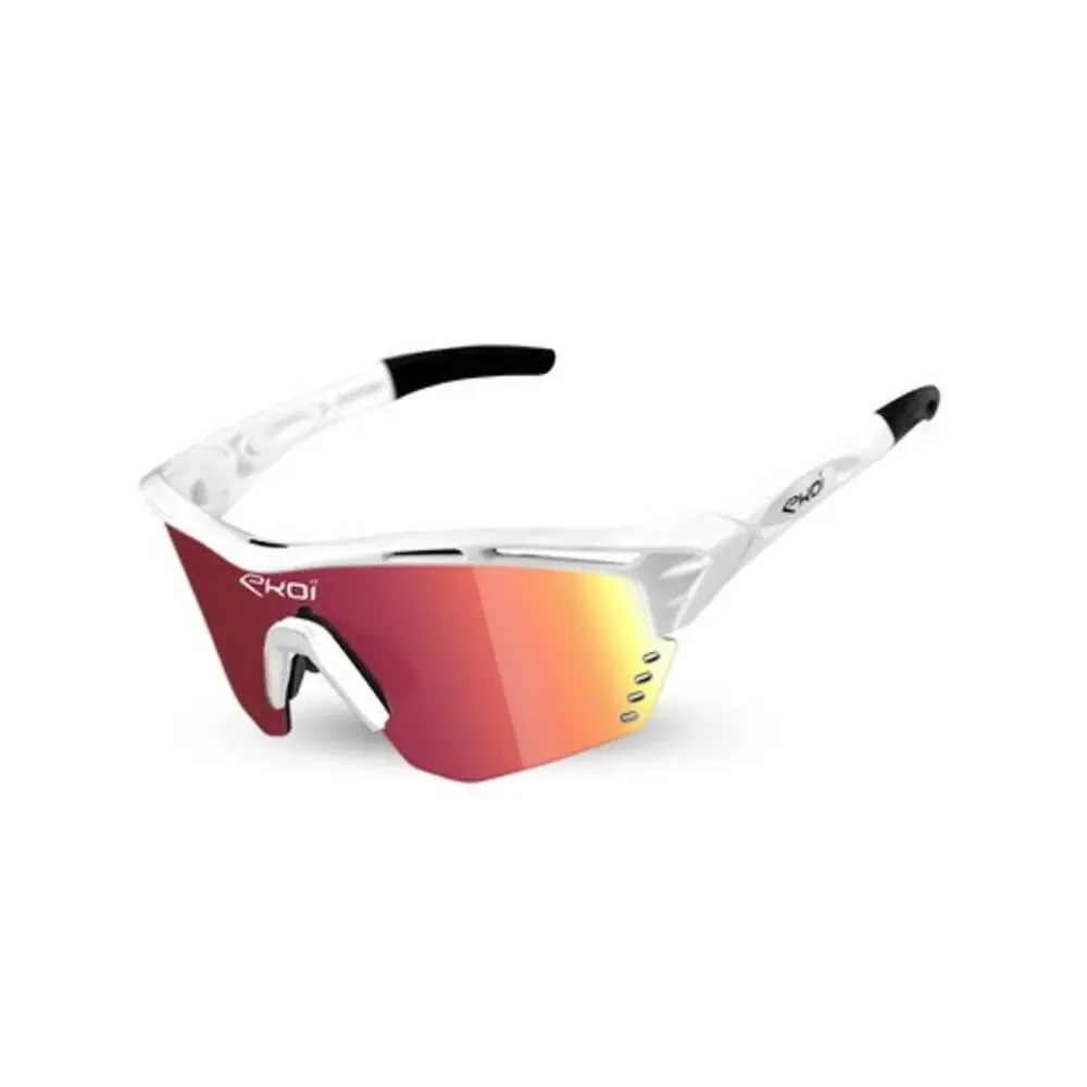 NEW EKOI‎ Persoevo4 White Revo Red Cycling Sunglasses Sport Shield Lens Unisex